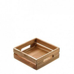 Acacia Crate With Handles S5003 / 20 * 20 * 7 cm