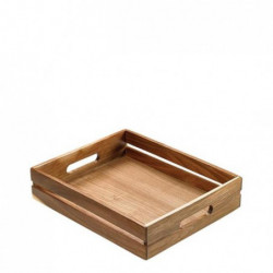 Acacia Crate With Handles S5004 / 32.5 * 26.5 * 7 cm