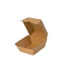 Paper Kraft Burger Food Box (10.5 × 10.5 × 8.5 cm.) - Dura Series Fsc 9 × 50 pcs.