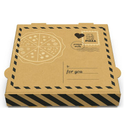 Pizza Box Made of Kraft Paper Letter Design 24x24x4 cm. Fsc 100 pcs.