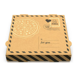 Pizza Box Made Of Kraft Paper Letter Design 26x26x4 cm. Fsc 100 pcs.