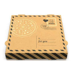Pizza Box Made Of Kraft Paper Letter Design 28x28x4 cm. Fsc 100 pcs.