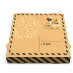 Pizza Box Made Of Kraft Paper Letter Design 30x30x4 cm. Fsc 100 pcs.