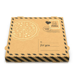 Pizza Box Made Of Kraft Paper Letter Design 33x33x4 cm. Fsc 100 pcs.