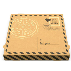 Pizza Box Made Of Kraft Paper Letter Design 36x36x4.2 cm. Fsc 100 pcs.