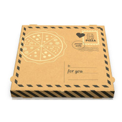 Pizza Box Made Of Kraft Paper Letter Design 42x42x4 cm. Fsc 50 pcs.