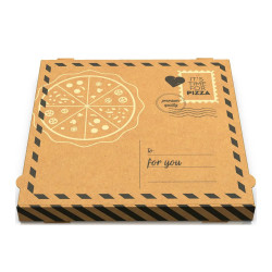 Pizza Box Made Of Kraft Paper Letter Design 44x44x4,2 cm. Fsc 50 pcs.