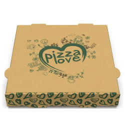 Κουτί Πίτσας Από Χαρτί Kraft Σχέδιο Bio "Pizza Love" 24x24x4 εκ. Fsc 100 τμχ.