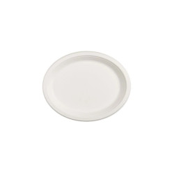 Oval Plate White Tessera Bio Made Of Sugarcane 32x25 cm. 50 pcs.