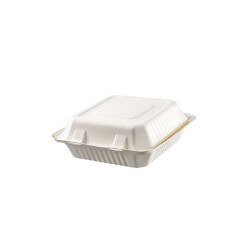 Σκεύος Φαγητού Λευκό 1 Θέσης 23x23 εκ. Από Ζαχαροκάλαμο 100 τμχ.