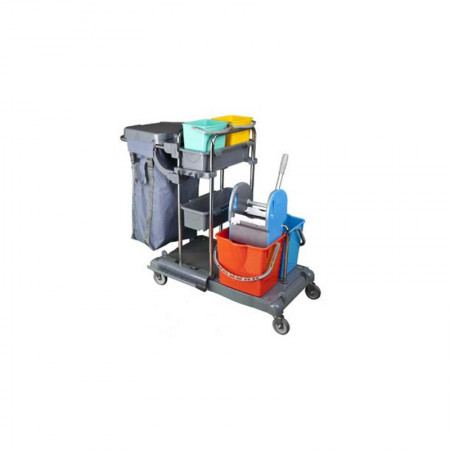Chromium Trolley Mop With Two 18Lit Buckets Plus Two 5Lit Buckets And Mop Squeezer