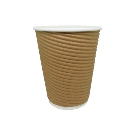 Paper Cup Ripple Kraft 14oz- 25pcs