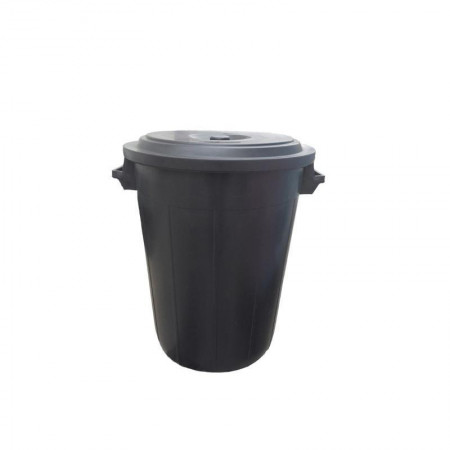 Black Plastic Bucket 50 Lits. 46x46 cm. With lid