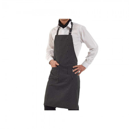 Striped Neck Apron With Pocket 67x94 cm. Made Of Polyester And Cotton