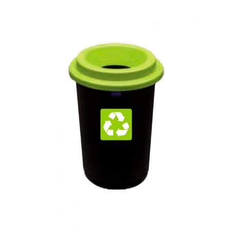 Κάδος Απορριμάτων Πλαστικός Με Πράσινο Καπάκι 50L