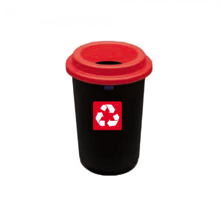 Κάδος Απορριμάτων Πλαστικός Με Κόκκινο Καπάκι 50L