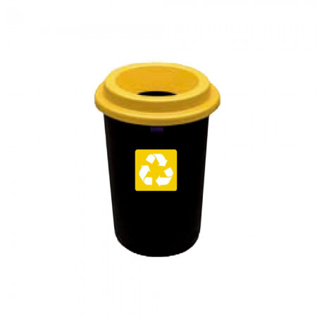 Κάδος Απορριμάτων Πλαστικός Με Κίτρινο Καπάκι 50L