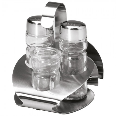 Set Of 4 Salt and Pepper Shakers With Inox Base 9 cm. x 10.5 cm. x 12 cm.