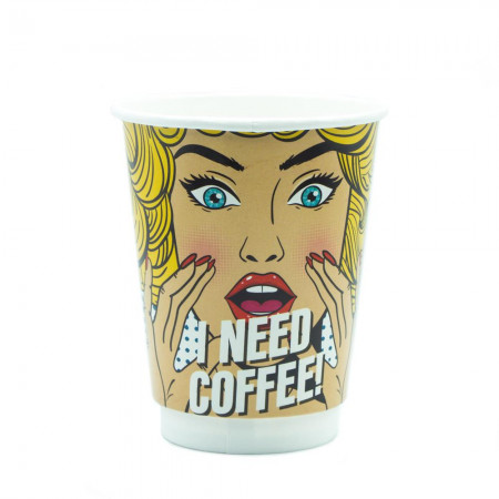 Paper Cup Need Coffee Doublewall 14oz 20pcs